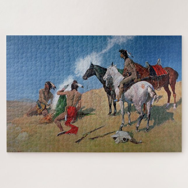 Frederic Remington Western Art “Smoke Signals” Jigsaw Puzzle (Horizontal)