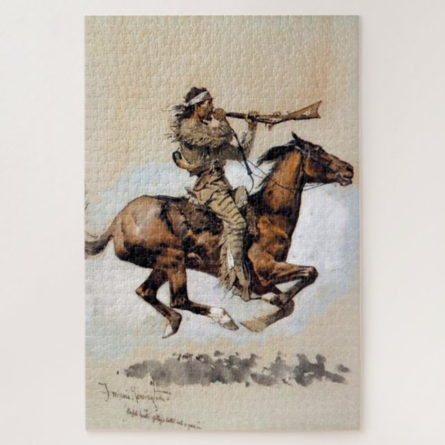Frederic Remington Western Art “Spitting Bullets” Jigsaw Puzzle (Vertical)