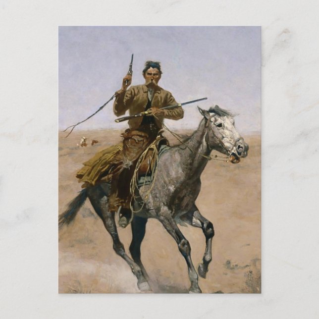 Frederic Remington Western Art “The Flight” Postcard (Front)