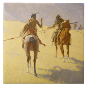 Frederic Remington Western Art “The Parley” Tile