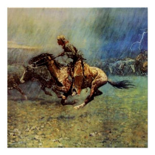 Frederic Remington Western Art “The Stampede” Poster
