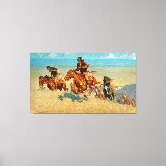 Frederic Remington's The Buffalo Runners (1909) Canvas Print (Front)