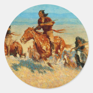 Frederic Remington's The Buffalo Runners (1909) Classic Round Sticker