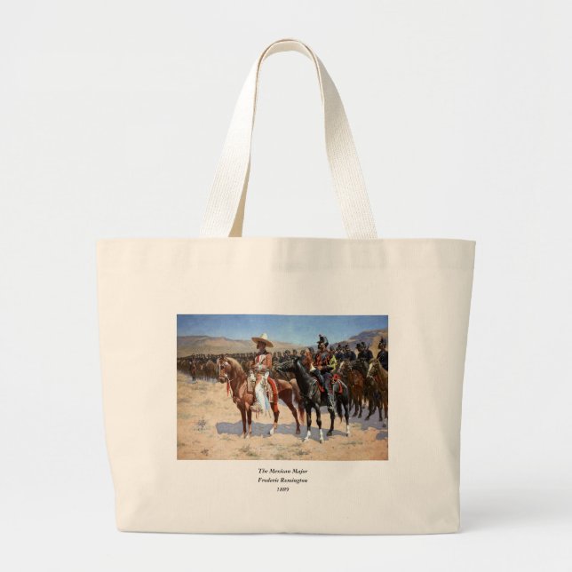 Frederic Remington's The Mexican Major (1889) Large Tote Bag (Front)