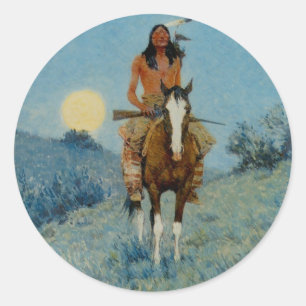 Frederic Remington's The Outlier 1909 Classic Round Sticker