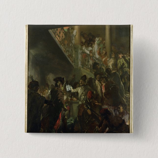 Frederick II the Great, in Lissa, Bonsoir 2 Inch Square Button (Front)