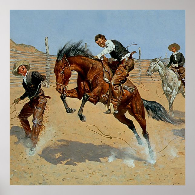Frederick Remington Western Art “Turn Him Loose” Poster (Front)