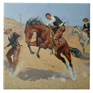 Frederick Remington Western Art “Turn Him Loose” Tile