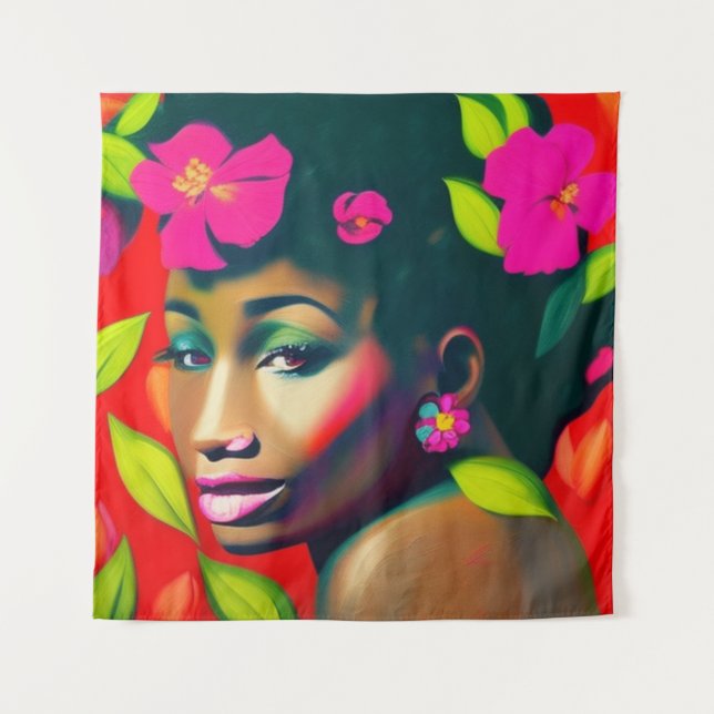 Fredericka Abstract African American Woman Tapestry (Front)