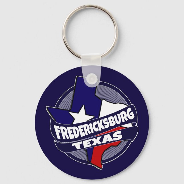 Fredericksburg Texas flag burst keychain (Front)