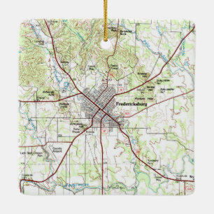 Fredericksburg TX Topo Map Ceramic Ornament