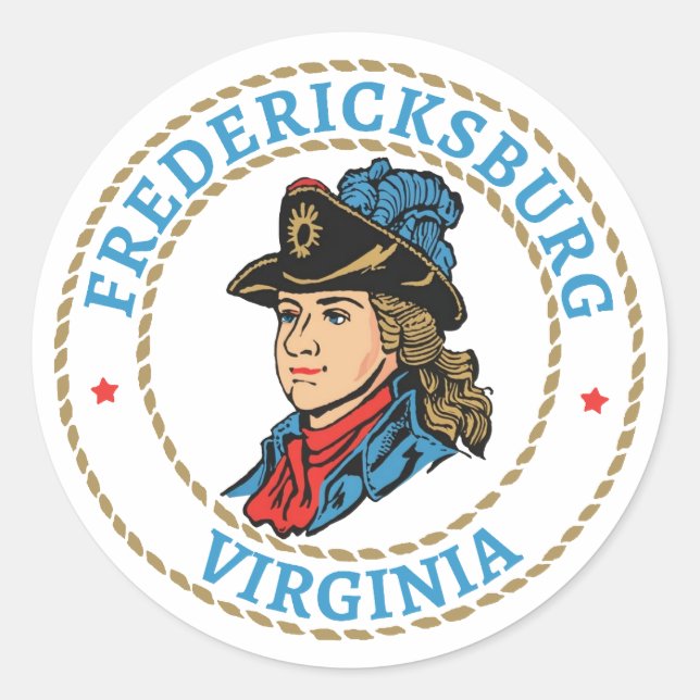 Fredericksburg Virginia Colonial Classic Round Sticker (Front)