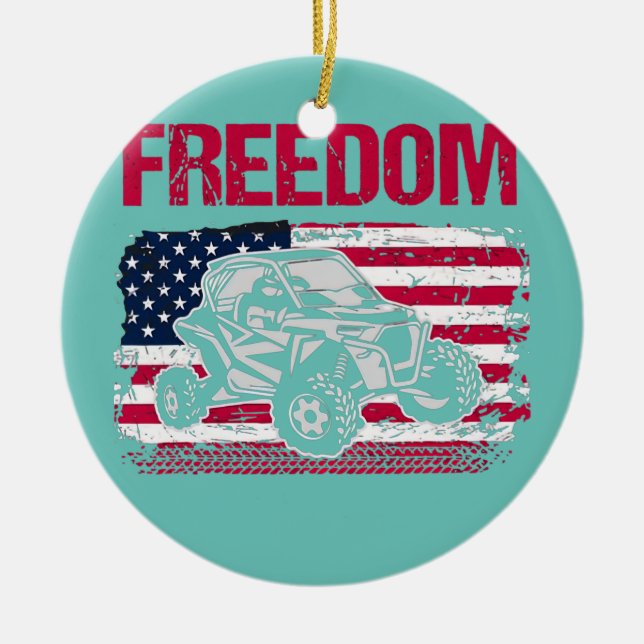 Fredom SXS UTV side by side American flag Ceramic Ornament (Front)