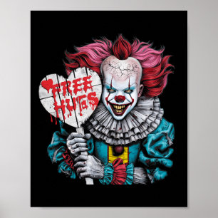 Free A Hugs Scary Clown Character Valentine Hallow Poster