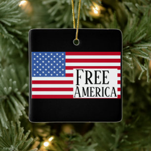 Free America Ceramic Ornament