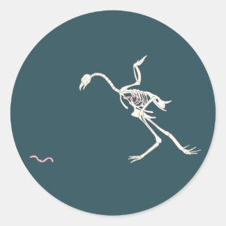 Free and Happy Chicken Skeletal Classic Round Sticker
