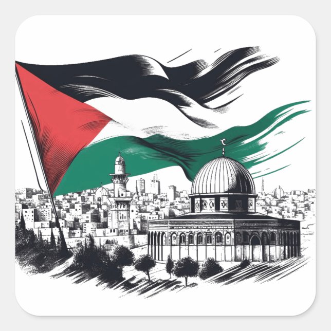 Free aqsa free palestine  square sticker (Front)
