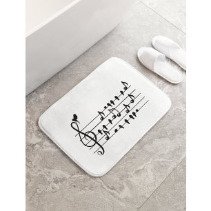 Free as a bird, song birds acting as musical notes bath mat