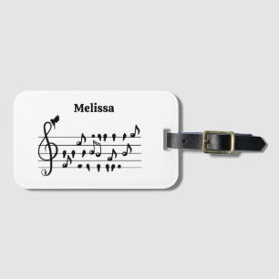 Free as a bird, song birds acting as musical notes luggage tag