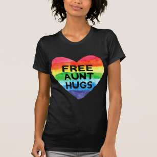Free Aunt Hugs LGBT Flag Pride Awareness Month Rai T-Shirt