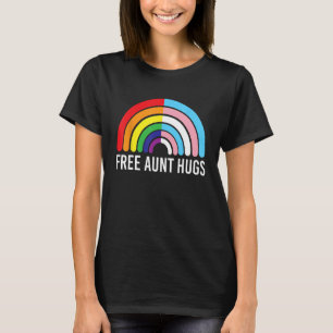 Free Aunt Hugs Rainbow Transgender Flag LGBTQ Gay  T-Shirt