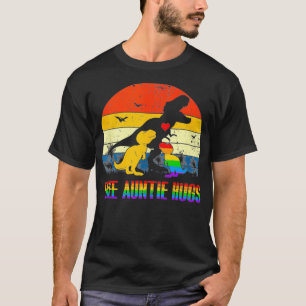 Free Auntie Hugs Dinosaur Re Rainbow Vintage LGBT  T-Shirt