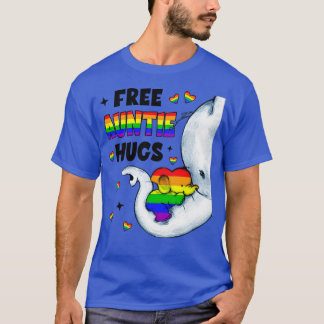 Free Auntie Hugs Rainbow Elephant LGBT Pride Month T-Shirt