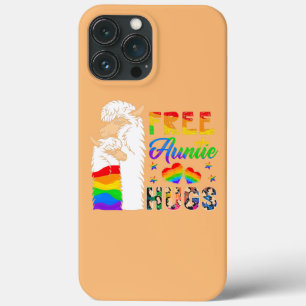 Free Auntie Hugs Two Llamas Proud LGBT Supporter iPhone 13 Pro Max Case