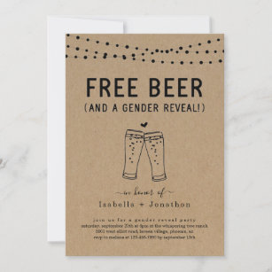 Free Beer and a Gender Reveal Party / Shower Invitation