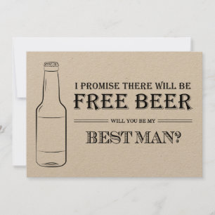 Free Beer Funny Best Man Groomsman Proposal
