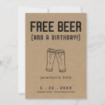 Free Beer Funny Birthday Save the Date Card<br><div class="desc">Add a little humour to your birthday party save the date . . . .  Includes hand-drawn beer toast on a wonderfully rustic kraft background.

Coordinating items are available in the 'Rustic Brewery Line Art' Collection within my store.</div>