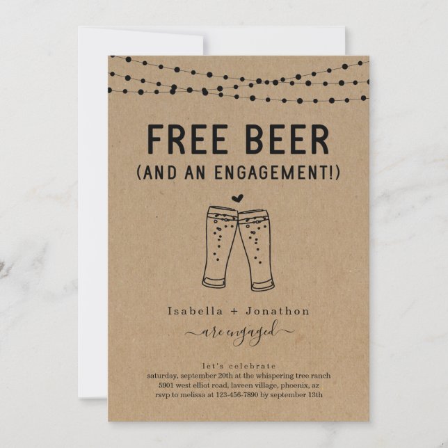 Free Beer Funny Engagement Party Invitation (Front)