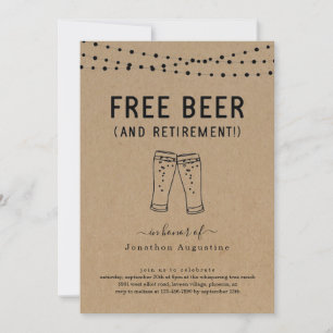 Free Beer Funny Retirement Party Invitation