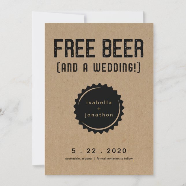 Free Beer Funny Save the Date Card (Front)