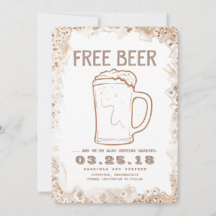 Free Beer   Rustic Funny Non Photo Save the Date
