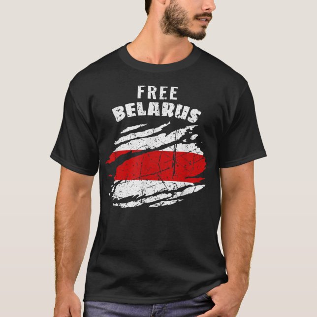 Free Belarus Flag Support Belarus Protest Belar T-Shirt (Front)