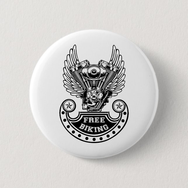 Free biking 2 inch round button (Front)