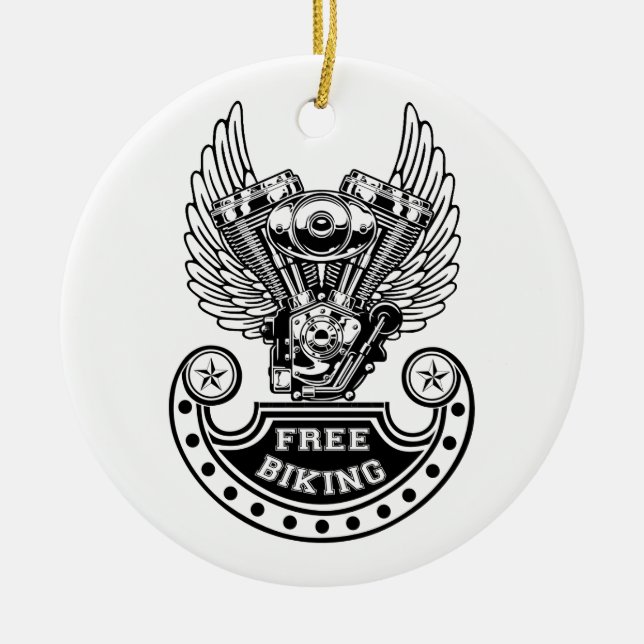 Free biking ceramic ornament (Front)