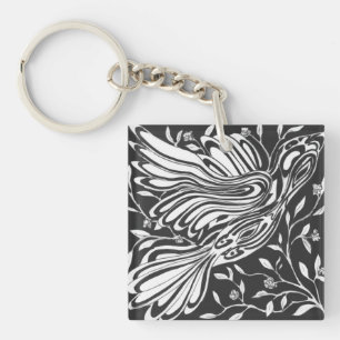 Free Bird Flight through Roses and Thorns Keychain