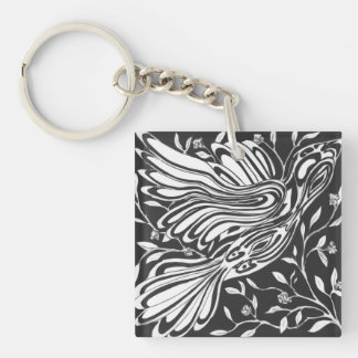 Free Bird Flight through Roses and Thorns Keychain