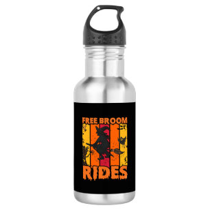 Free Broom Rides Halloween Flying Witch Ghost Bats 532 Ml Water Bottle
