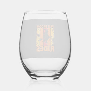 Free Broom Rides Halloween Flying Witch Ghost Bats Stemless Wine Glass
