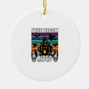 Free Broom Rides Halloween Haunted House Witch Sku Ceramic Ornament