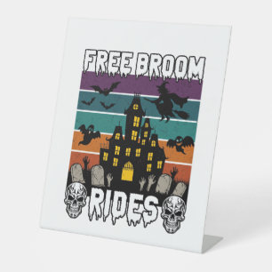 Free Broom Rides Halloween Haunted House Witch Sku Pedestal Sign