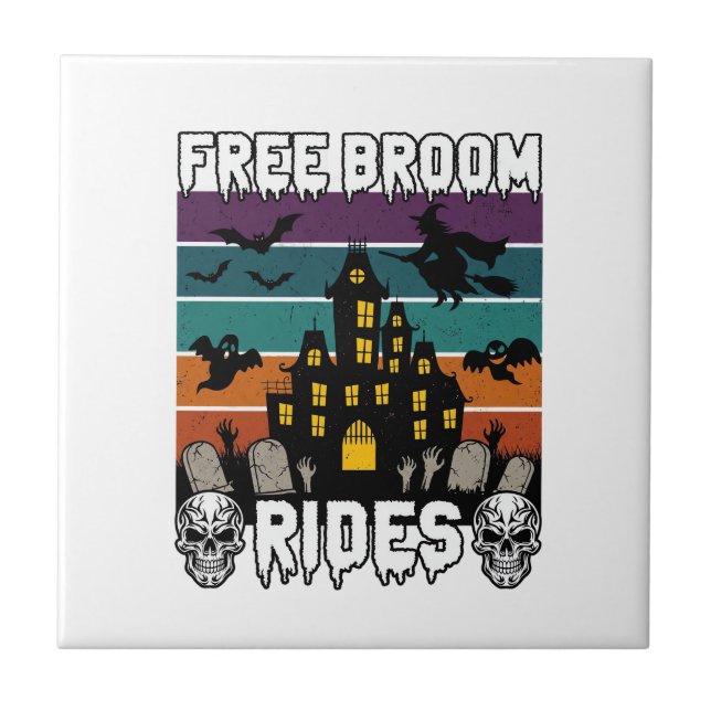 Free Broom Rides Halloween Haunted House Witch Sku Tile (Front)