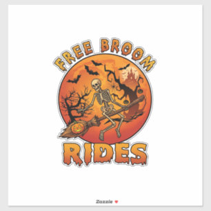 Free Broom Rides Halloween Skeleton Pumpkin Orange