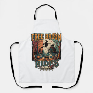 Free Broom Rides Halloween Witch Cat Skulls_1 Apron