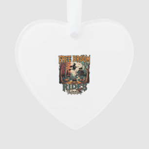 Free Broom Rides Halloween Witch Cat Skulls_1 Ornament
