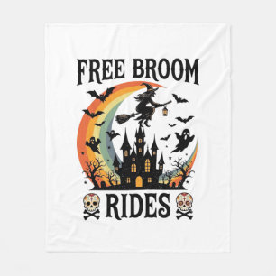 Free Broom Rides Halloween Witch Haunted Castle Sk Fleece Blanket