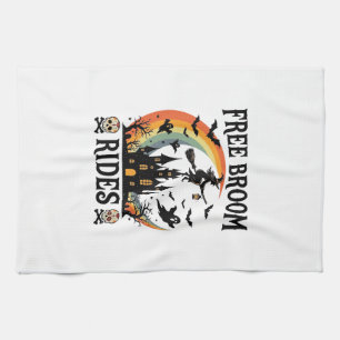 Free Broom Rides Halloween Witch Haunted Castle Sk Kitchen Towel